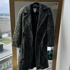 Worthington Black and Gray Tweed Trench Coat